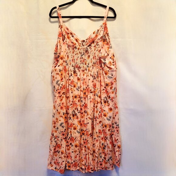 Torrid Sleeveless‎ Smocked Challis Midi Dress Size 4 Pink Floral Empire Waist - Picture 3 of 10